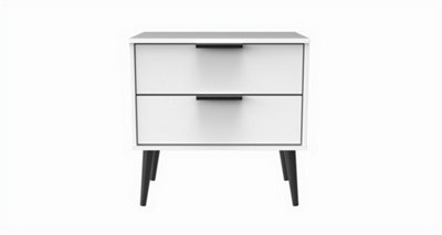 Fuji 2 Drawer Side Table in White Matt (Ready Assembled)