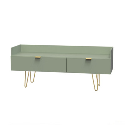 Fuji 2 Drawer TV Unit in Reed Green (Ready Assembled)