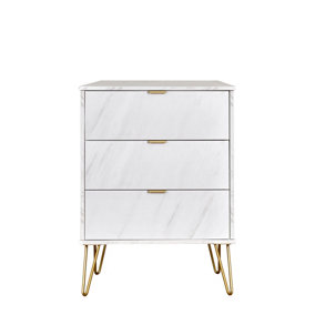 Fuji 3 Drawer Chest in Marble (Ready Assembled)