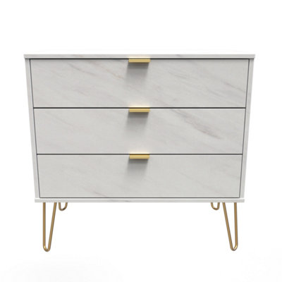 Fuji 3 Drawer Chest in Marble (Ready Assembled)