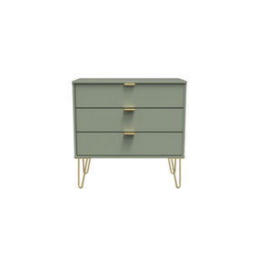 Fuji 3 Drawer Chest in Reed Green (Ready Assembled)