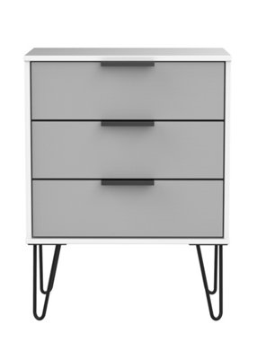 Fuji 3 Drawer Midi Sideboard in Grey Matt & White (Ready Assembled)