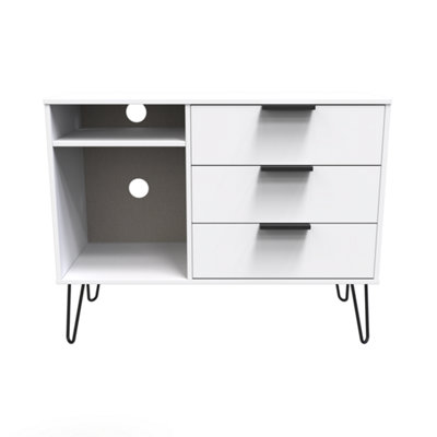 Fuji 3 Drawer TV Unit in White Matt (Ready Assembled)