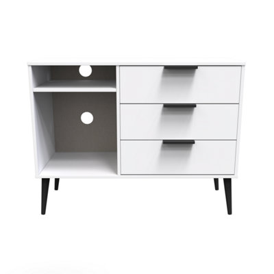 Fuji 3 Drawer TV Unit in White Matt (Ready Assembled)