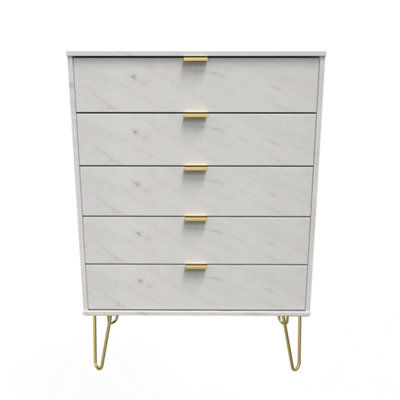 Fuji 5 Drawer Chest in Marble (Ready Assembled)