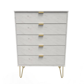 Fuji 5 Drawer Chest in Marble (Ready Assembled)