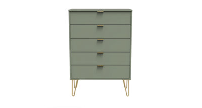 Fuji 5 Drawer Chest in Reed Green (Ready Assembled)