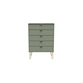 Fuji 5 Drawer Chest in Reed Green (Ready Assembled)