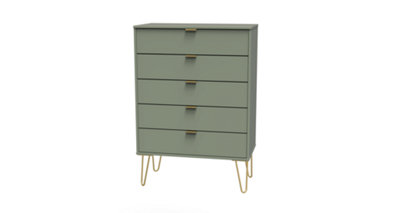 Fuji 5 Drawer Chest in Reed Green (Ready Assembled)