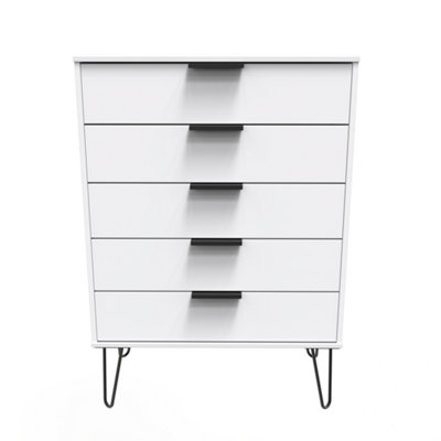 Fuji 5 Drawer Chest in White Matt (Ready Assembled)