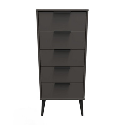 Fuji 5 Drawer Tallboy in Graphite (Ready Assembled)