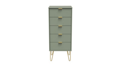 Fuji 5 Drawer Tallboy in Reed Green (Ready Assembled)