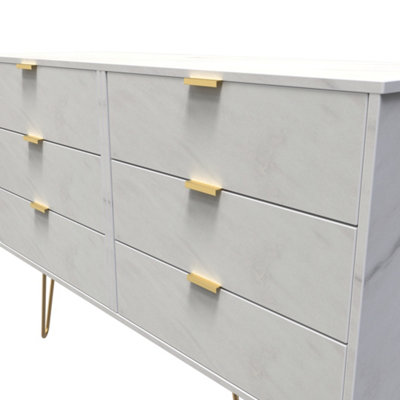 Fuji 6 Drawer Chest in Marble (Ready Assembled)