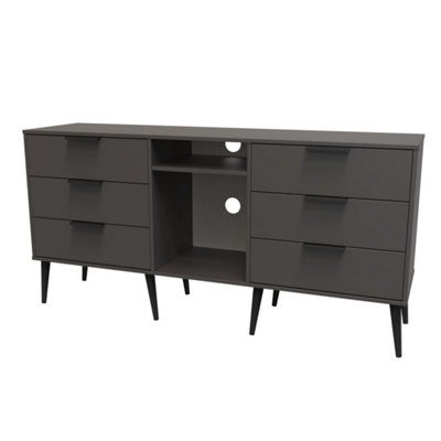 Fuji 6 Drawer Sideboard in Graphite (Ready Assembled)