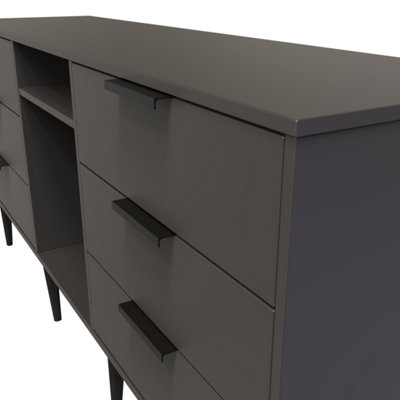 Fuji 6 Drawer Sideboard in Graphite (Ready Assembled)