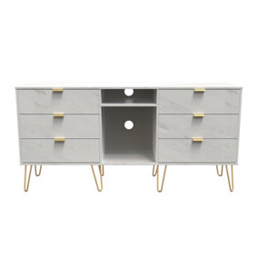 Fuji 6 Drawer Sideboard in Marble (Ready Assembled)