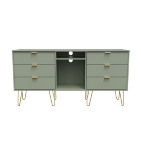 Fuji 6 Drawer Sideboard in Reed Green (Ready Assembled)