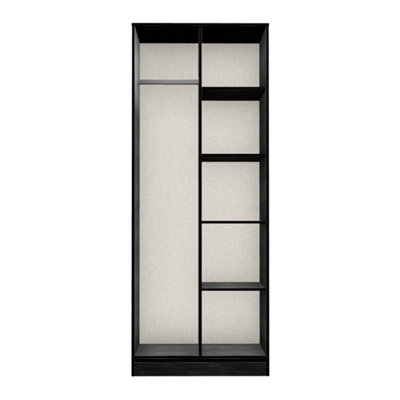 Fuji Open Wardrobe in Vintage Oak & Black (Ready Assembled)