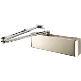 Full Cover Overhead Door Closer Variable Power 2 5 Polished Nickel Plated