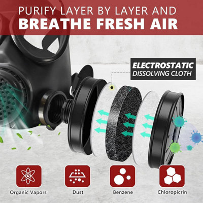 Reusable full face mask with activated carbon air filter...