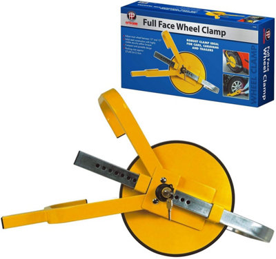 Full Face Round Wheel Clamp Lock Solid Steel Adjustable Compact ...