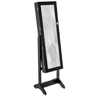 Full-Length Mirror - with hidden jewellery storage, organised, lockable  - black