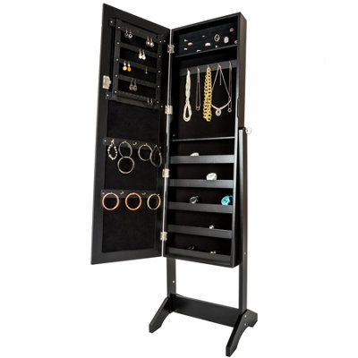 Full-Length Mirror - with hidden jewellery storage, organised, lockable  - black