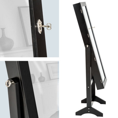 Full-Length Mirror - with hidden jewellery storage, organised, lockable  - black