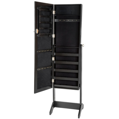 Full-Length Mirror - with hidden jewellery storage, organised, lockable  - black