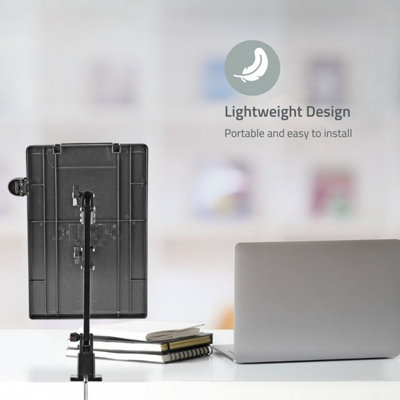 Full Motion Ergonomic Adjustable Desk Mount Copy Holder with Line Guide, Document Holder with Adjustable Arm and Clip