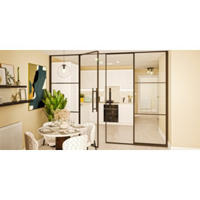 Full Patishon 1.7 - 1.9m wide self install glazed partition French door set