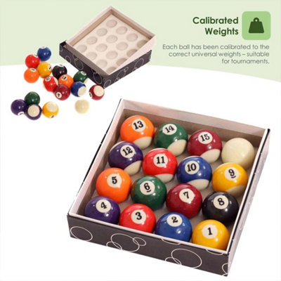 Full Size UK Regulation 16 Spots and Stripes Pool Ball Set 2 Billiard Ball