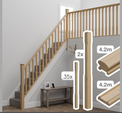 Full Stair Balustrade Kit 4.2m (stop chamfered)