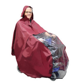 Full Weather Protecion Cover for Mobility Scooters - Clear Front Panel - Red