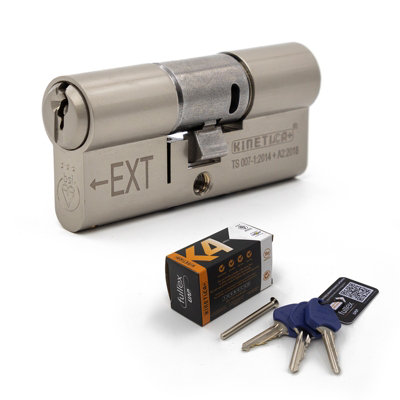 Fullex Kinetica+ K4 3-Star Euro Cylinder - Nickel, 50/50 (100mm), 1 Extra (4 total)