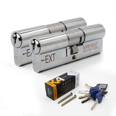 Fullex Kinetica+ K4 3-Star Keyed-Alike Euro Cylinders - Chrome, 45/45 (90mm), 2 Extra (5 total)