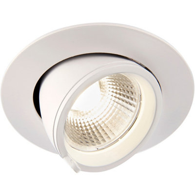 Fully Adjustable Recessed Ceiling Downlight - 15W Cool White LED - Matt White