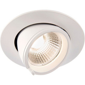 Fully Adjustable Recessed Ceiling Downlight - 15W Warm White LED - Matt White