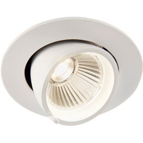 Fully Adjustable Recessed Ceiling Downlight - 9W Cool White LED - Matt White