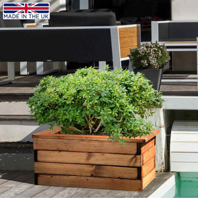 希少 large wooden pot Fully Assembled 57cm Wooden Planter, Made in the UK Garden Trough