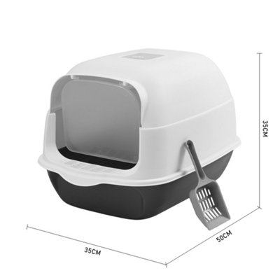 Fully Enclosed Cat Litter Box with Flip-Top Lid and Scoop, 35cm W x 50 cm