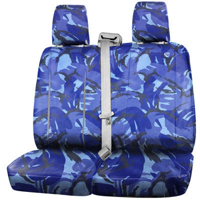 FULLY TAILORED HEAVY DUTY BLUE CAMOUFLAGE VAN SEAT COVER for FORD TRANSIT 2014 Onwards