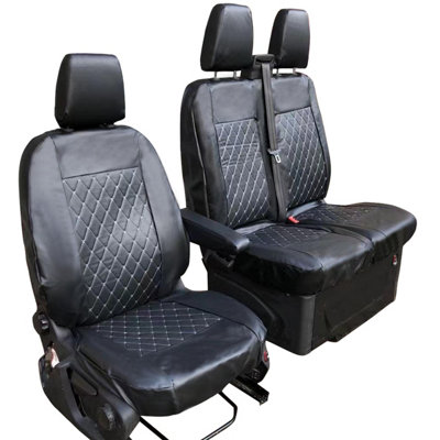 FULLY TAILORED LEATHER QUILTED SEAT COVERS for FORD TRANSIT CUSTOM 2013 on