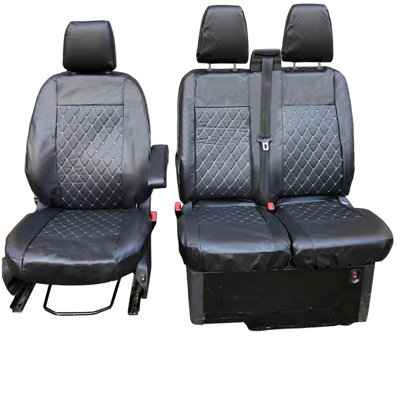 FULLY TAILORED LEATHER QUILTED SEAT COVERS for FORD TRANSIT CUSTOM 2013 on