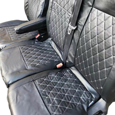FULLY TAILORED LEATHER QUILTED SEAT COVERS for FORD TRANSIT CUSTOM 2013 on - 4