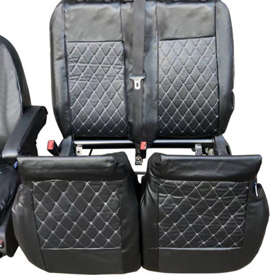 FULLY TAILORED LEATHER QUILTED SEAT COVERS for FORD TRANSIT CUSTOM 2013 on - 5