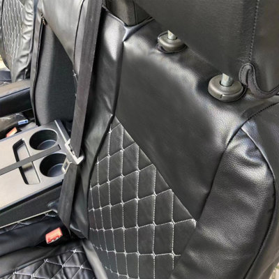 FULLY TAILORED LEATHER QUILTED SEAT COVERS for FORD TRANSIT CUSTOM 2013 on - 6