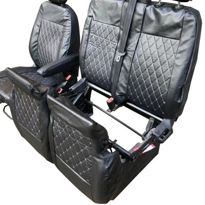 FULLY TAILORED LEATHER QUILTED SEAT COVERS for FORD TRANSIT CUSTOM 2013 on - 9