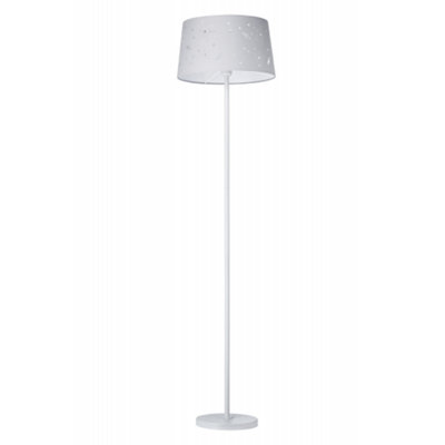 Fun and Chic Grey Floor Lamp with Cotton Fabric Shade with Rockets and Stars