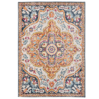 Fun Multicolour Central Floral Medallion Area Rug 120x170cm